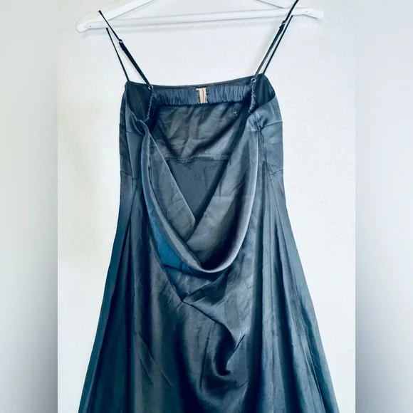 Abercrombie & Fitch Black Satin Cowl Back Slip Dress with Sexy Low Back, Size SP - Picture 8 of 12
